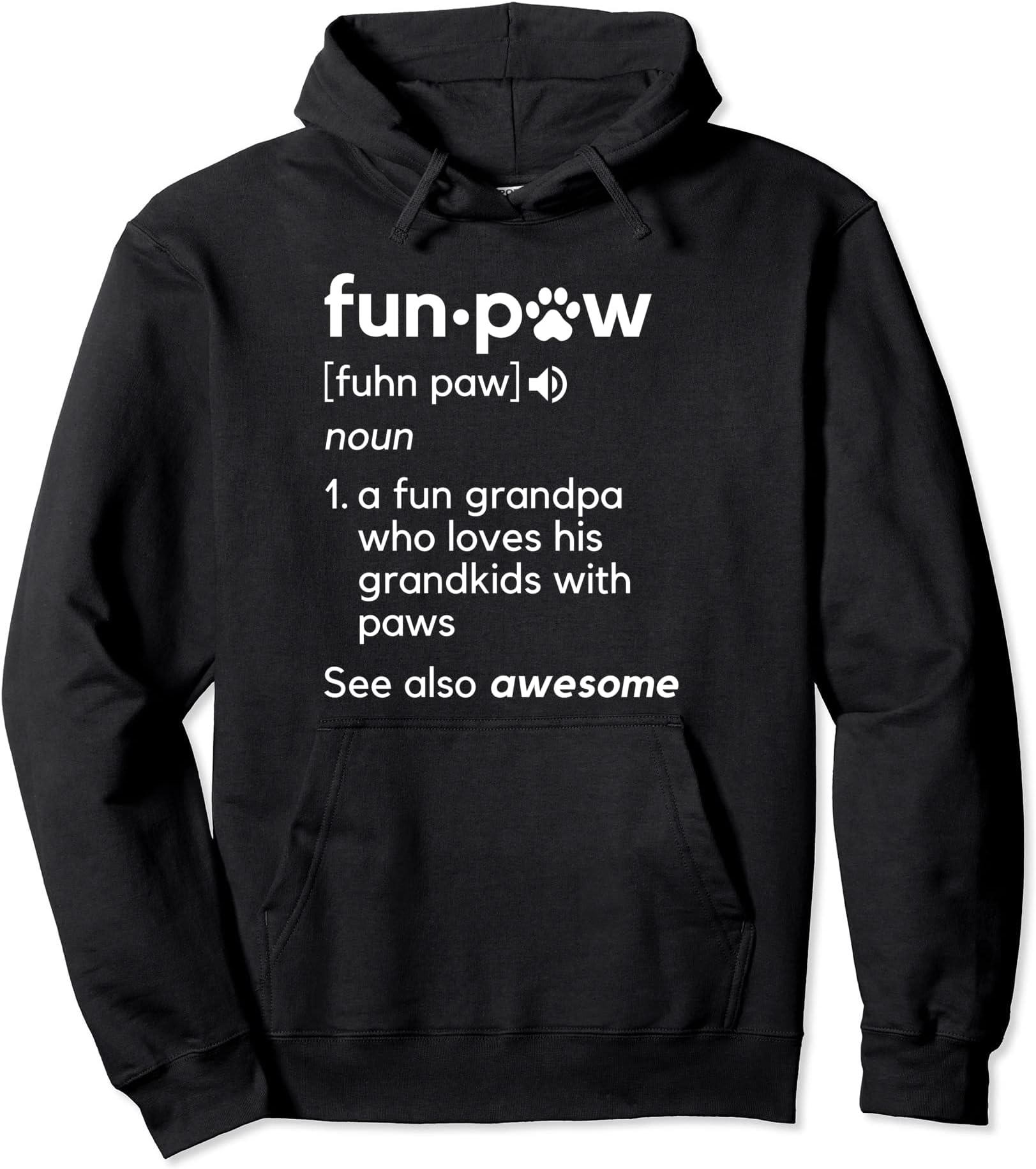 Funpaw Grandpaw Definition Dog Cat Grandpa for Men Pullover Hoodie
