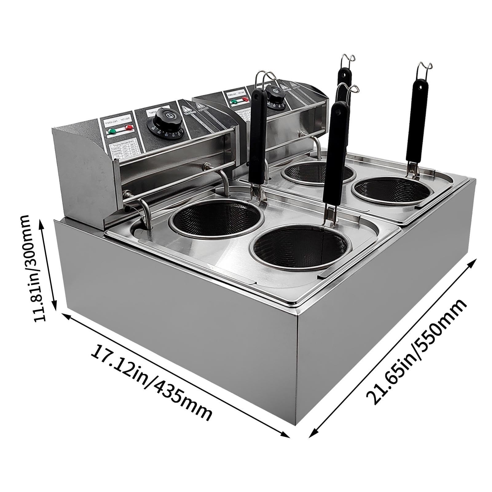 Cuocipasta elettrico professionale per noodles, friggitrice da banco con controllo della temperatura, cuocipasta di grande capacità con cestello e filtro rimovibili, macchina per la cottura noodle(4 H