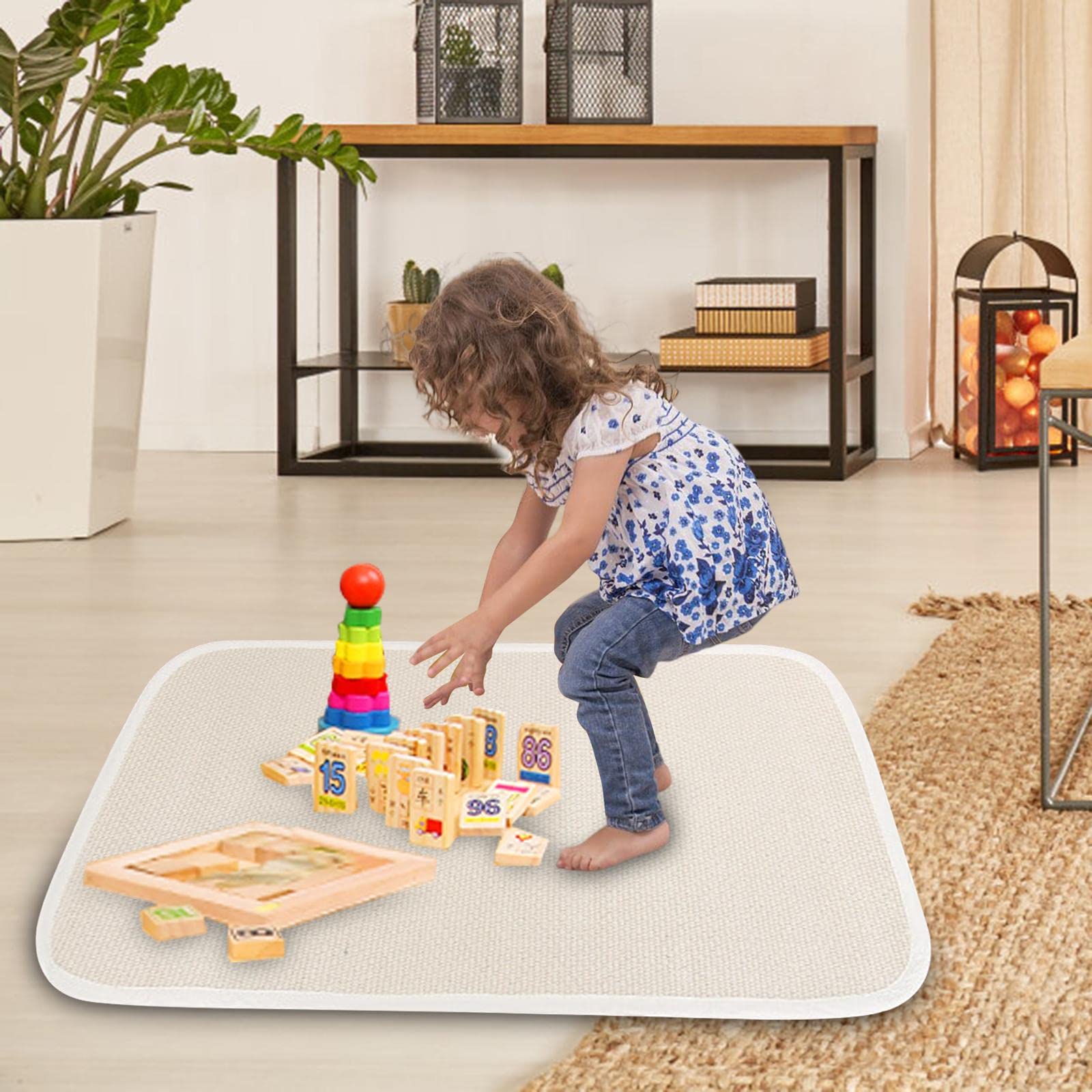 Tappeto per Bambini, Tappeto da Lavoro Lavabile E Riposizionabile, Tappetino Educativo per La Prima Infanzia, Comodo per Riporre Oggetti, T, S