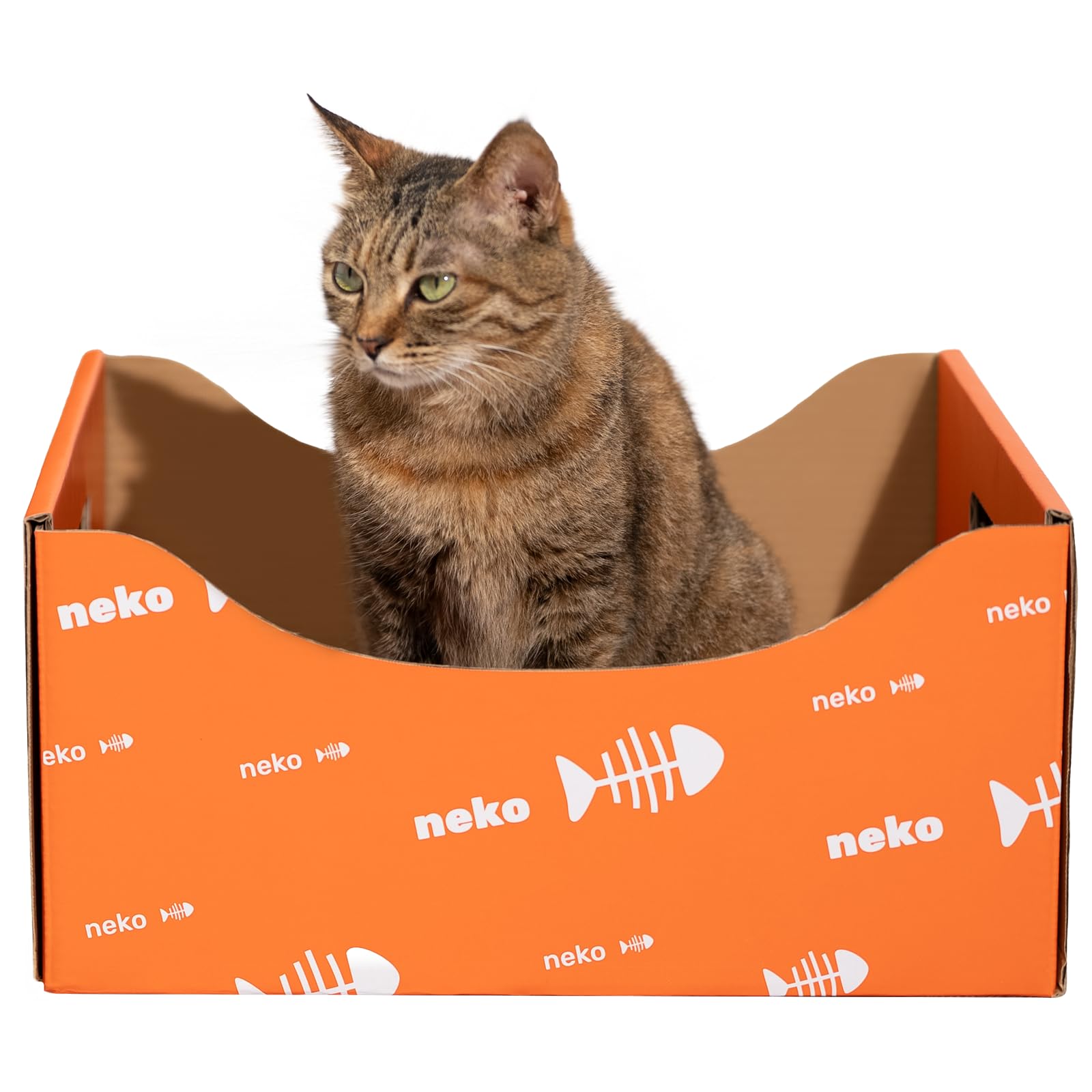 Cardboard Cat Scratcher Box with Extra-Large Double-Sided Sturdy Cat Scratching Board and Refillable Cat Scratch Pad, Hide, Scratch and Sleep, Easy to Clean and Assemble- EGPETS Cat Scratch Box Orange