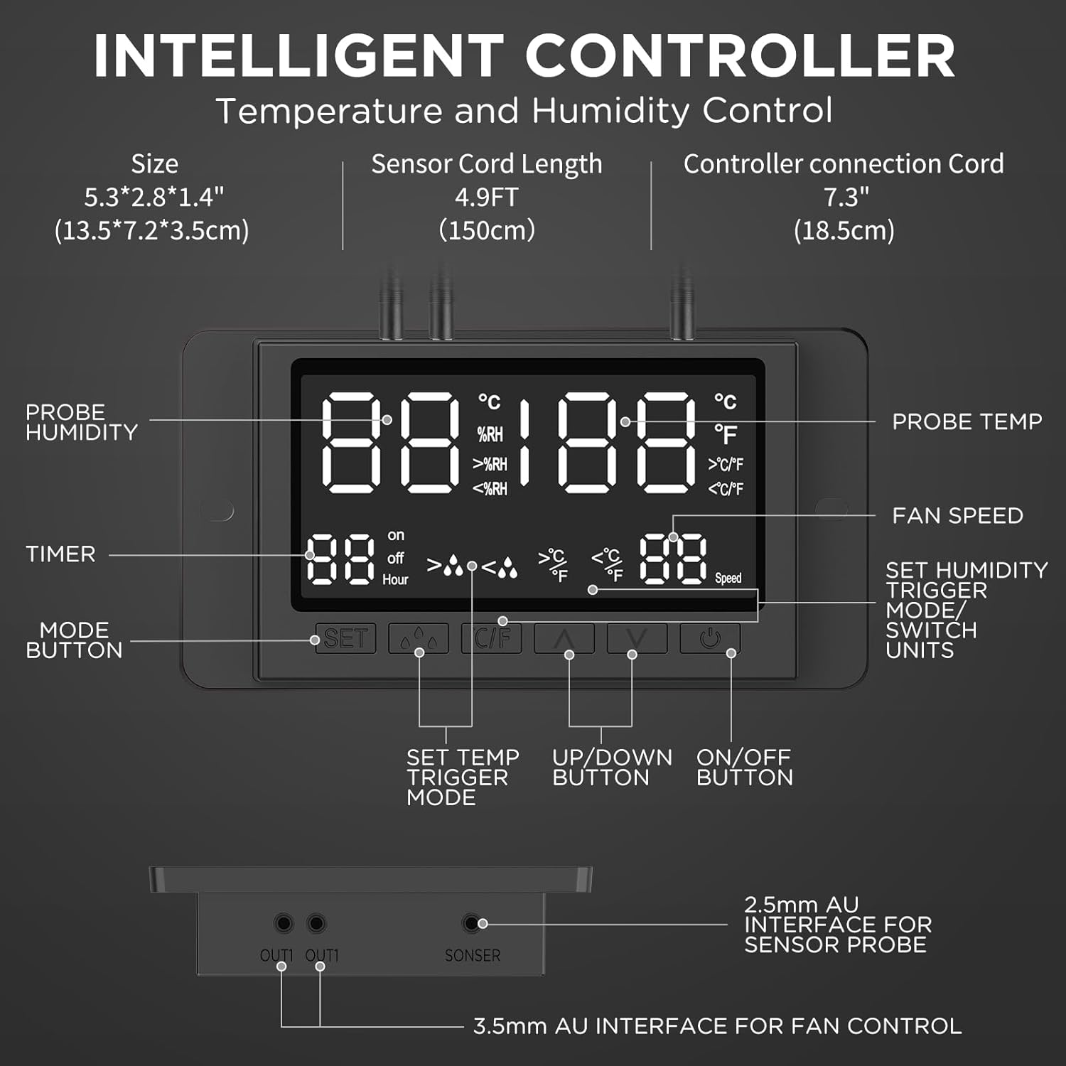 4 Inch Inline Duct Fan with EC Motor and Built-in Carbon Filter, Duct Fan Kit with Temperature Humidity Controller, Grow Tent Kits Ventilation System with Carbon Filter Combo