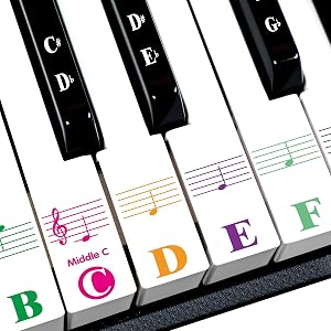 Piano Keyboard Stickers for Beginners - 88 Keys Full Set | PET Stickers with Larger Letter for 39/49/54/61/76/88 Key, Easy Install & No Residue, Ideal Gift for Piano Learners &Teachers