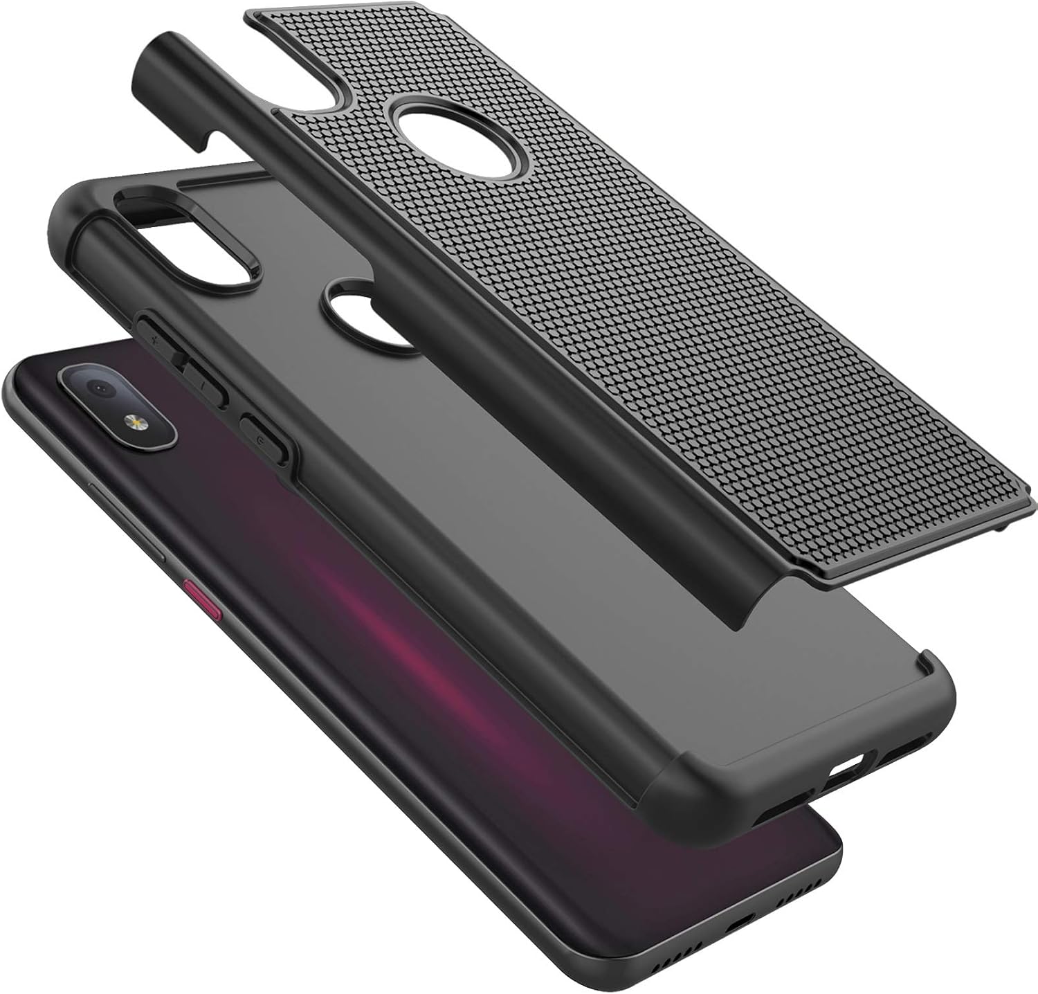 Tekcoo Case for T-Mobile Revvl 4/2020 TCL Revvl 4, [Tmajor] Shock Absorbing [Black] Rubber Silicone & Plastic Scratch Resistant Bumper Grip Rugged Sturdy Hard Phone Cases Cover