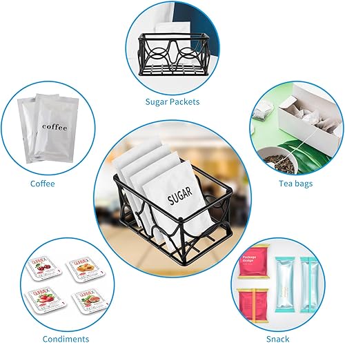Miniatura 4 de DLUGOPIS 2 unidades de metal negro para bolsas de té, organizador de bolsas de azúcar, contenedor de azúcar pequeño, soporte para crema de café,