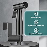 Vista 7 de Pulverizador de bidé de mano para inodoro, juego de rociador de bidé de baño de acero inoxidable de alta calidad con manguera antifugas y control