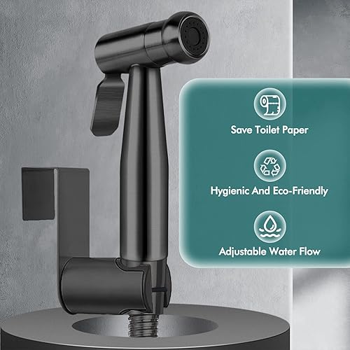 Miniatura 7 de Pulverizador de bidé de mano para inodoro, juego de rociador de bidé de baño de acero inoxidable de alta calidad con manguera antifugas y control de