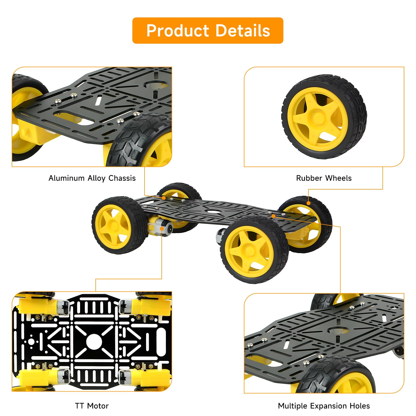 Kit telaio robot 4WD per Arduino/Raspberry Pi