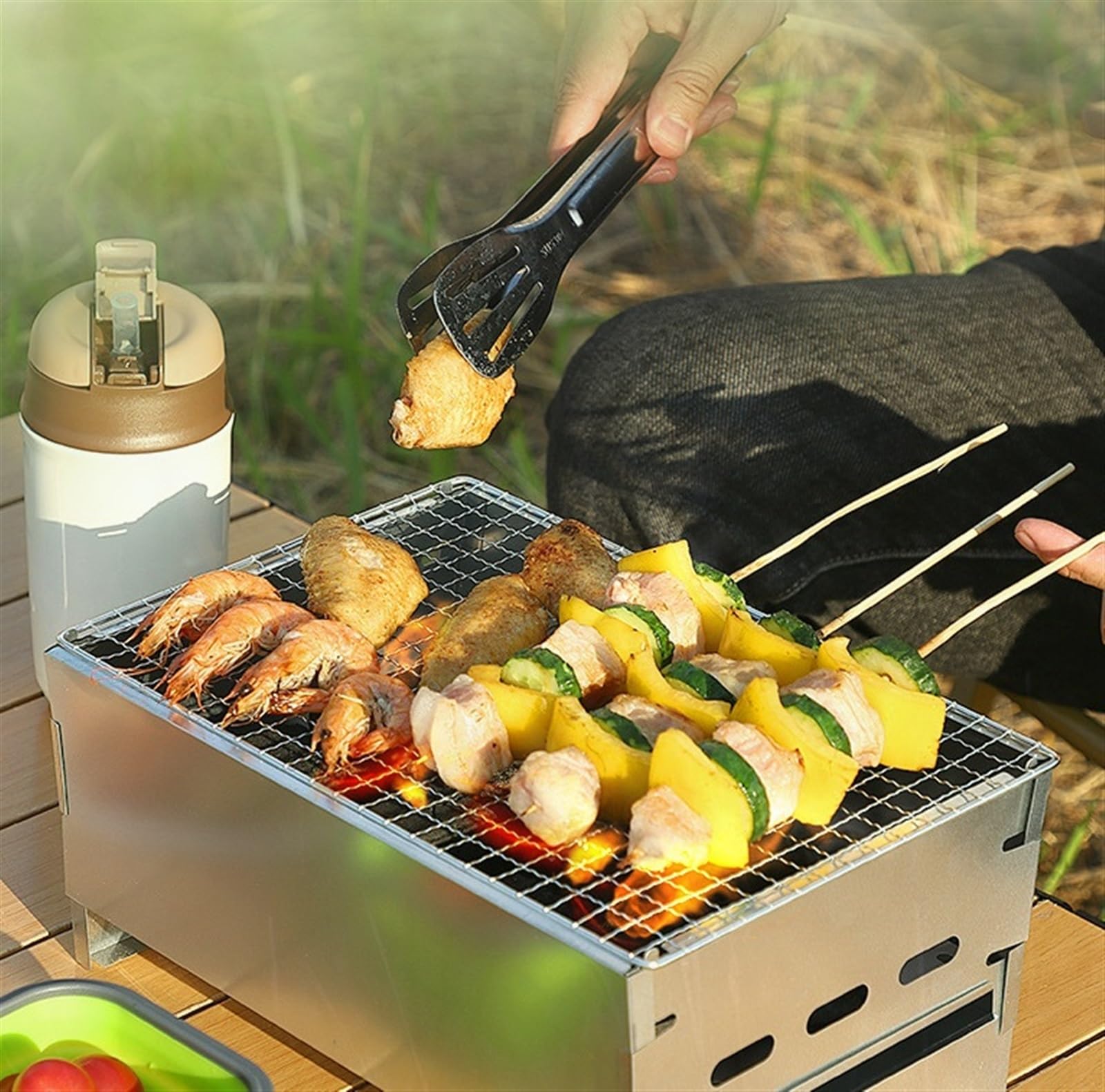 Asador de Carbón Parrilla De Carbón Portátil, Mesa Para Barbacoa Hierro, Para Senderismo Al Aire Libre, Picnic, Camping, Playa Exterior Camping Picnic