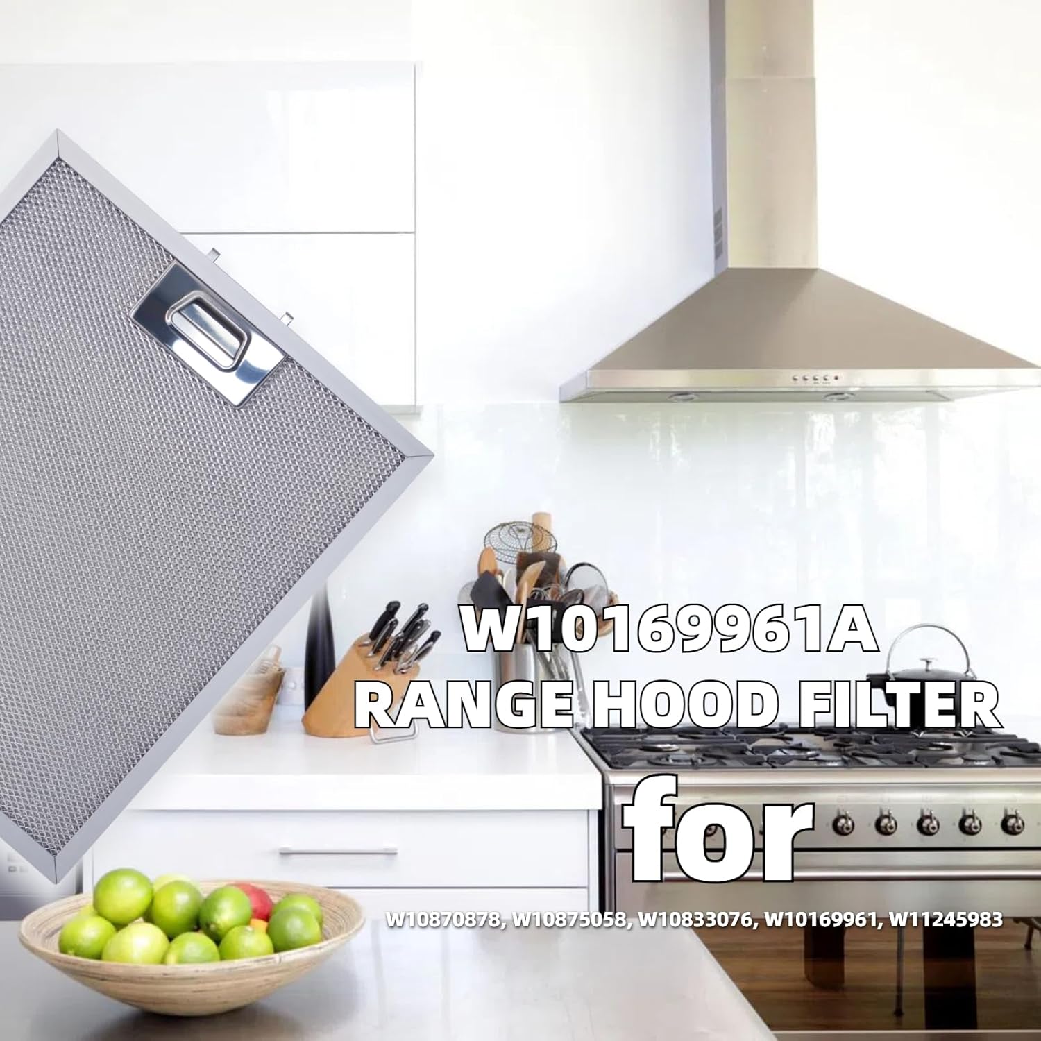 W10169961A Range Hood Grease Filter - 5 Layer Aluminum Mesh Range Hood Vent Filter - For Whirlpool- 12"Lx 10.5"W x 0.35"Th(305x267 x9mm) 3-Pack Similar to other models, please measure the size!