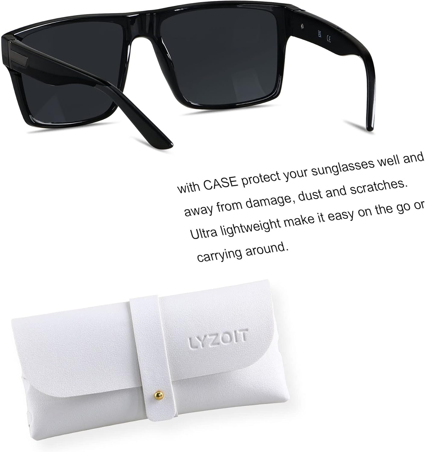 LYZOIT Square Sunglasses for Men Women Polarized Oversized Big UV Protection Rectangle Shades - Image 2