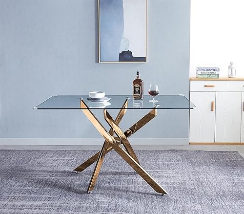 Miniatura 80 de Mesa de comedor redonda de vidrio de 36 pulgadas para 2-4 personas, patas de metal negro resistentes, mesa de cocina redonda de vidrio para