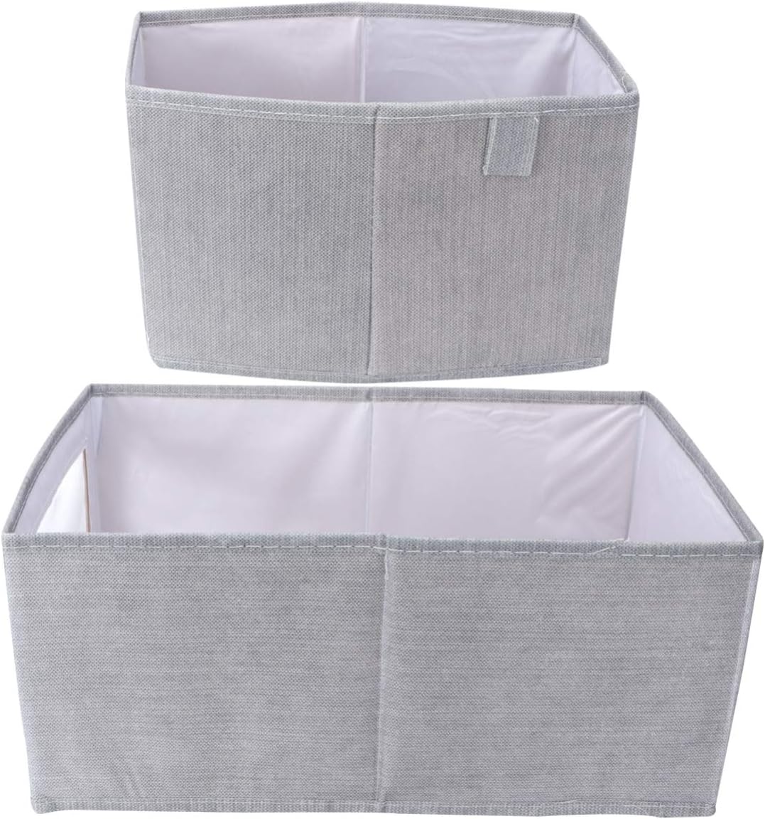 Cabilock 2Pcs Foldable Storage Cube Basket Bin Wardrobe Cloth Storage Organizer Clothes Container Toy Holder Closet Shelf Cabinet Bookcase for Closet Bedroom Toys (Grey)