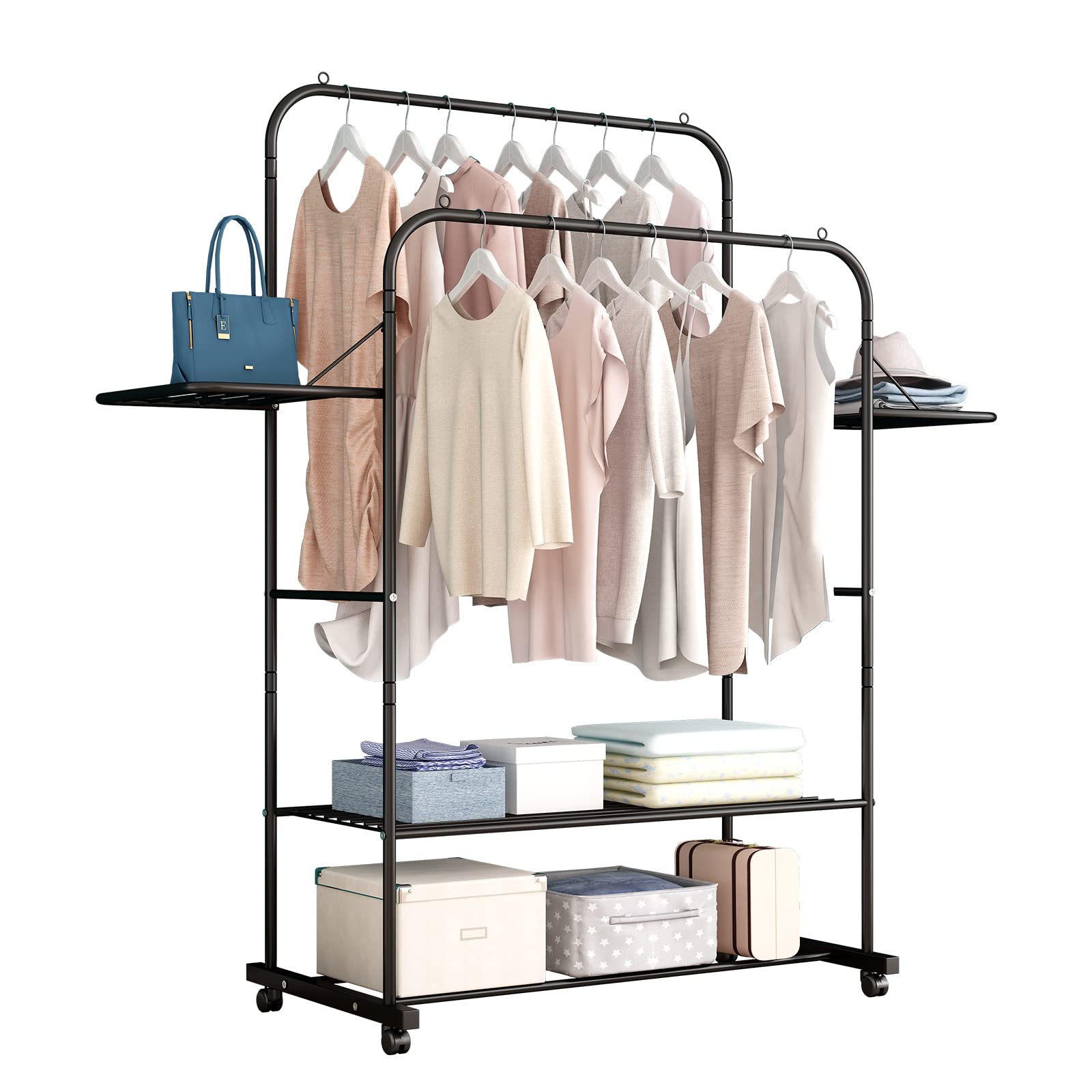 Buy LENTIA Garment Racks Stand Clothes Rail,Double Rail with Storage