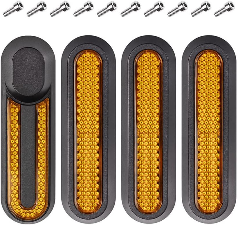 4 Pcs Scooter Rear Side Wheel Covers Reflective Rear Wheel Covers Reflective Strip Scooter Wheel Hubs Caps with 10 Screws for Mi Pro 2 /M365/1S