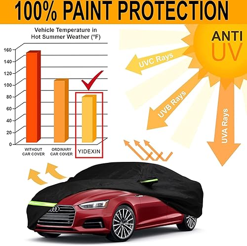 Miniatura 26 de YIXIN Funda impermeable para automóvil Audi A3/S3 2013-2024, ajuste personalizado, correa 100% impermeable a prueba de viento y bandas de cremallera