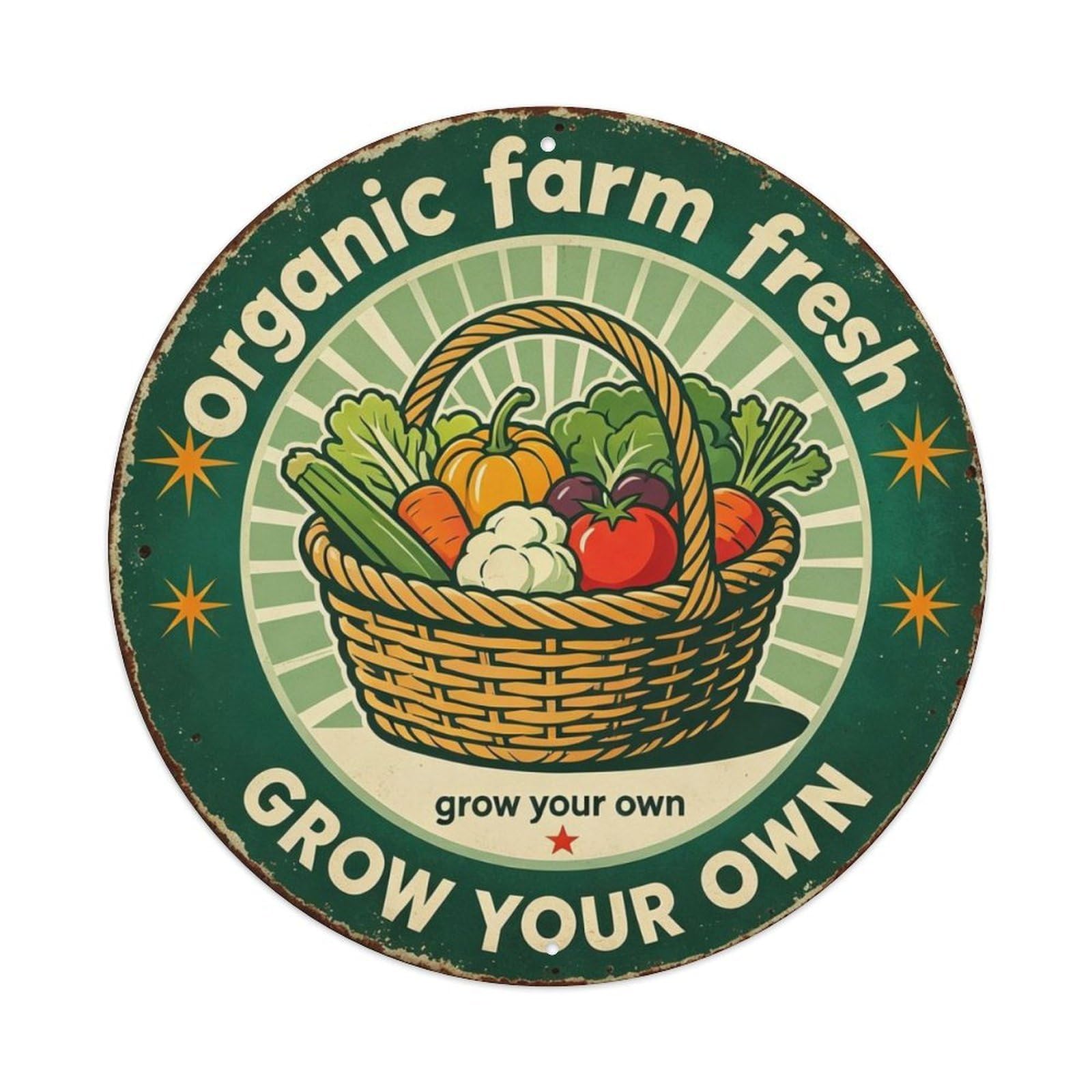 Organic Farm Fresh Metal Tin Sign Plaque