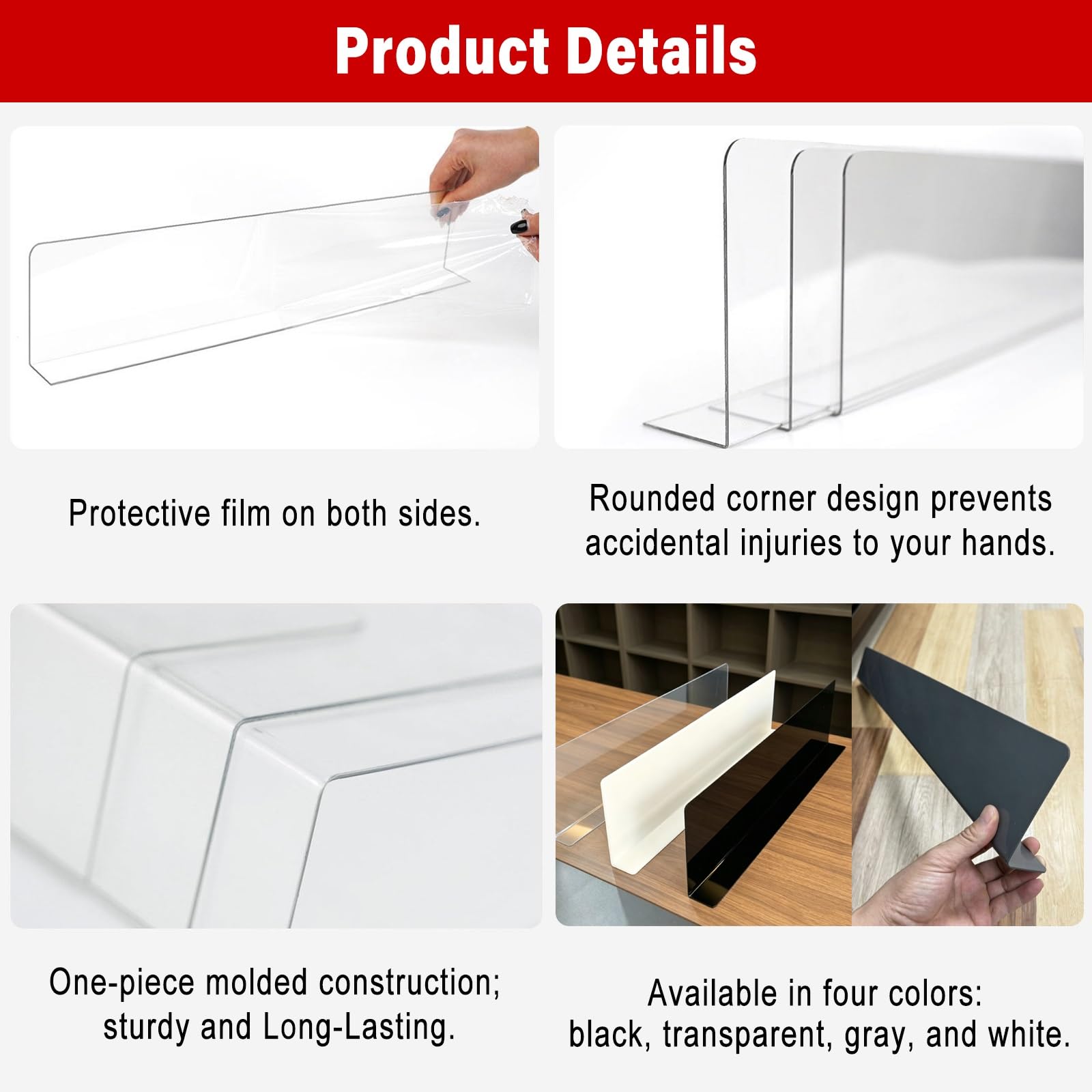 Zestaw 8 Sztuk Białe 1,4 Mm PVC Bariera Ochronna | Samoprzylepna, Uniwersalna, Oszczędzająca Miejsce Przezroczysta Osłona, Przyjazna Dla Wystroju Domu, Do Szafki Na Sofę