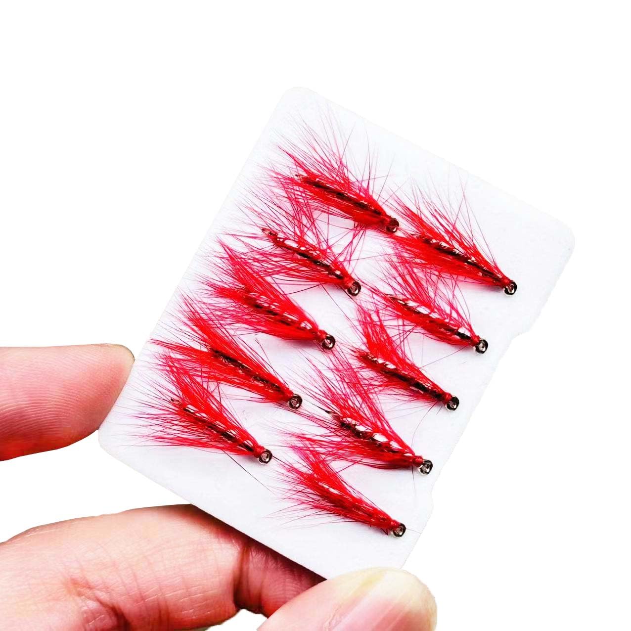 Qitewwrme 10Pieces Fly Fishing Flies Artificial Insects Lure Winged Caddis/Griffith Fly Salmon Flies Trout Nymph Fly Fishing Bait (Red)
