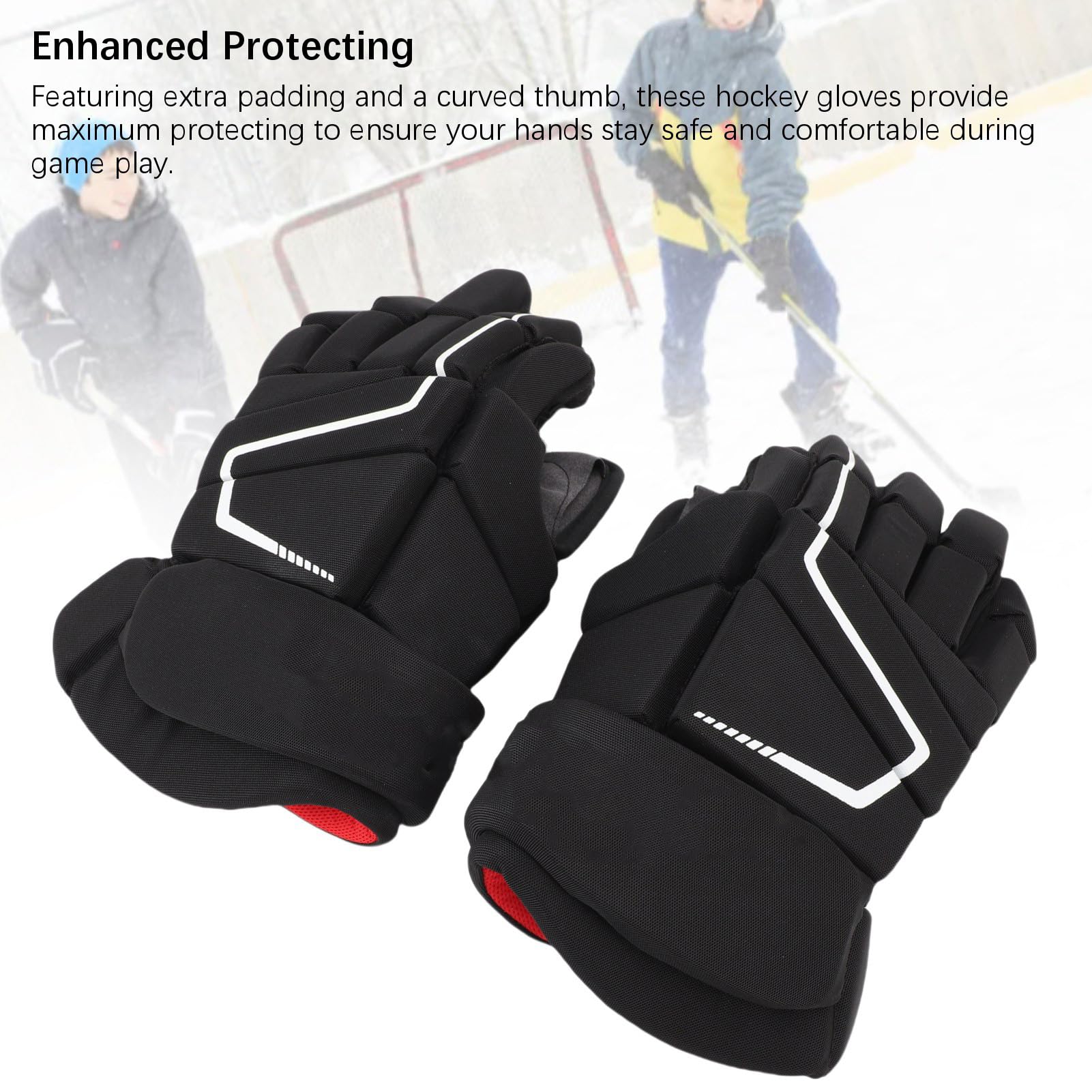 Guanti da Hockey su Ghiaccio, Guanti da Hockey su Strada Leggeri e Traspiranti Equipaggiamento Protettivo in Schiuma Eva in Nylon per Allenamento e Giochi
