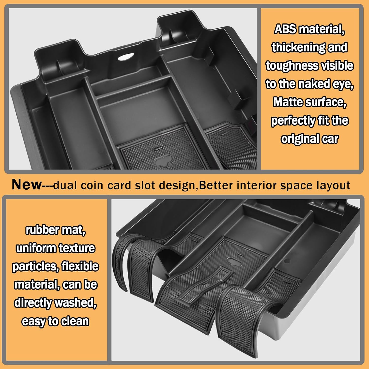 [Full-Coverage Center Console Organizer Compatible with 2019-2022 Chevy Silverado 1500/GMC Sierra 1500 and 2020-2023 Silverado/Sierra 2500/3500HD Accessories, Armrest Insert Tray,Black