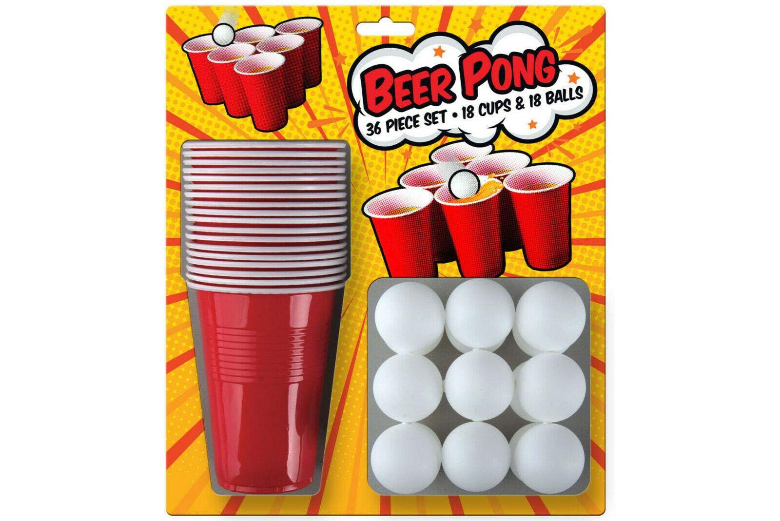 Beer Pong 36 Piece Set 18 Cups And 18 Balls A Game For Adults