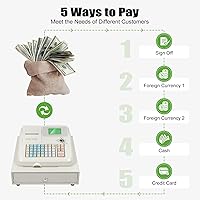 Vista 3 de Gdrasuya10 Caja registradora electrónica LED de 8 Digitaces Sistema POS Caja registradora comercial con cajón de efectivo y teclado plano