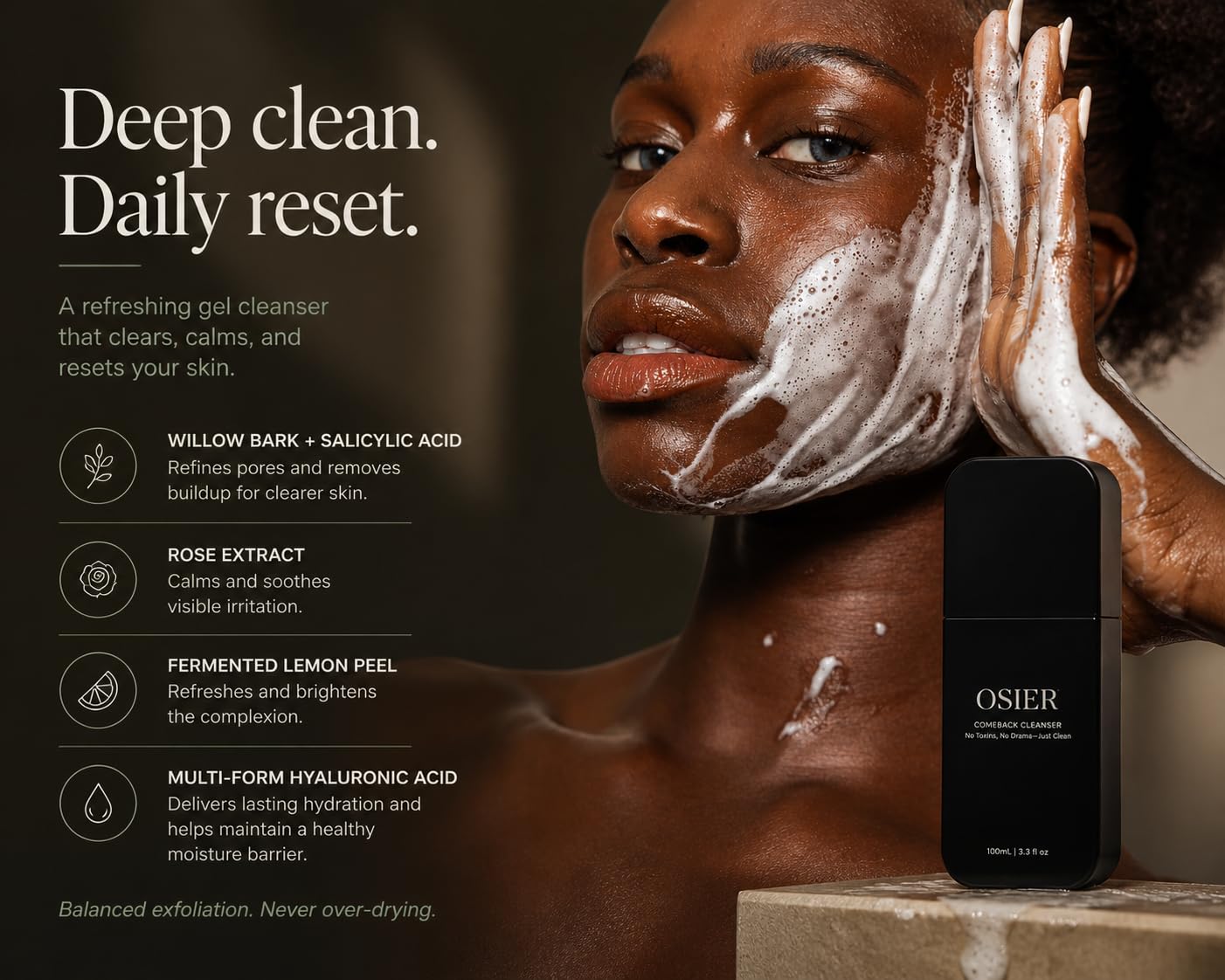 Osier Comeback Face Cleanser, Korean Skincare, Daily Face Wash, 3.3 fl oz image 3