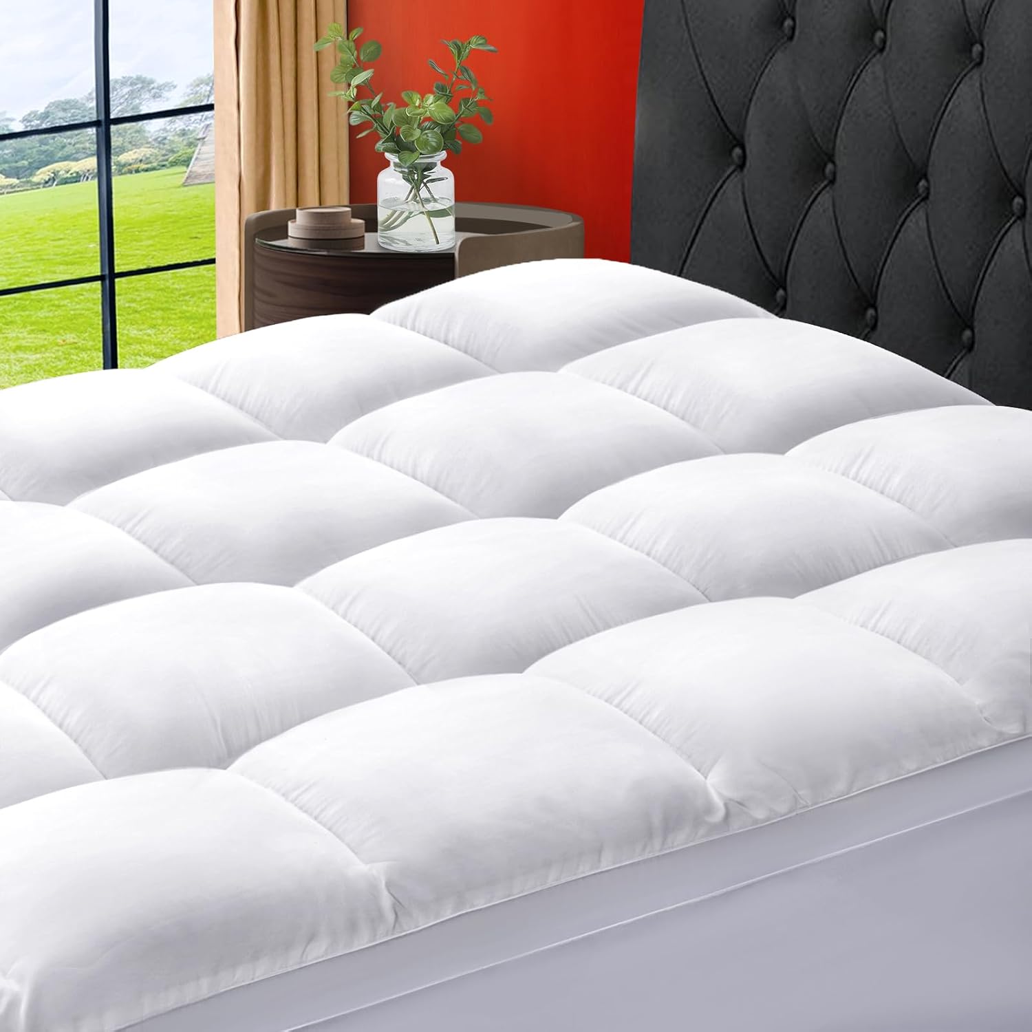 SOPAT Mattress Topper King Size Extra Thick Mattress Pad 8-21" Deep Pocket Soft Down Alternative Fill Mattress Protector Pillow Top Mattress Cover (78x80 Inches, White) White Color King