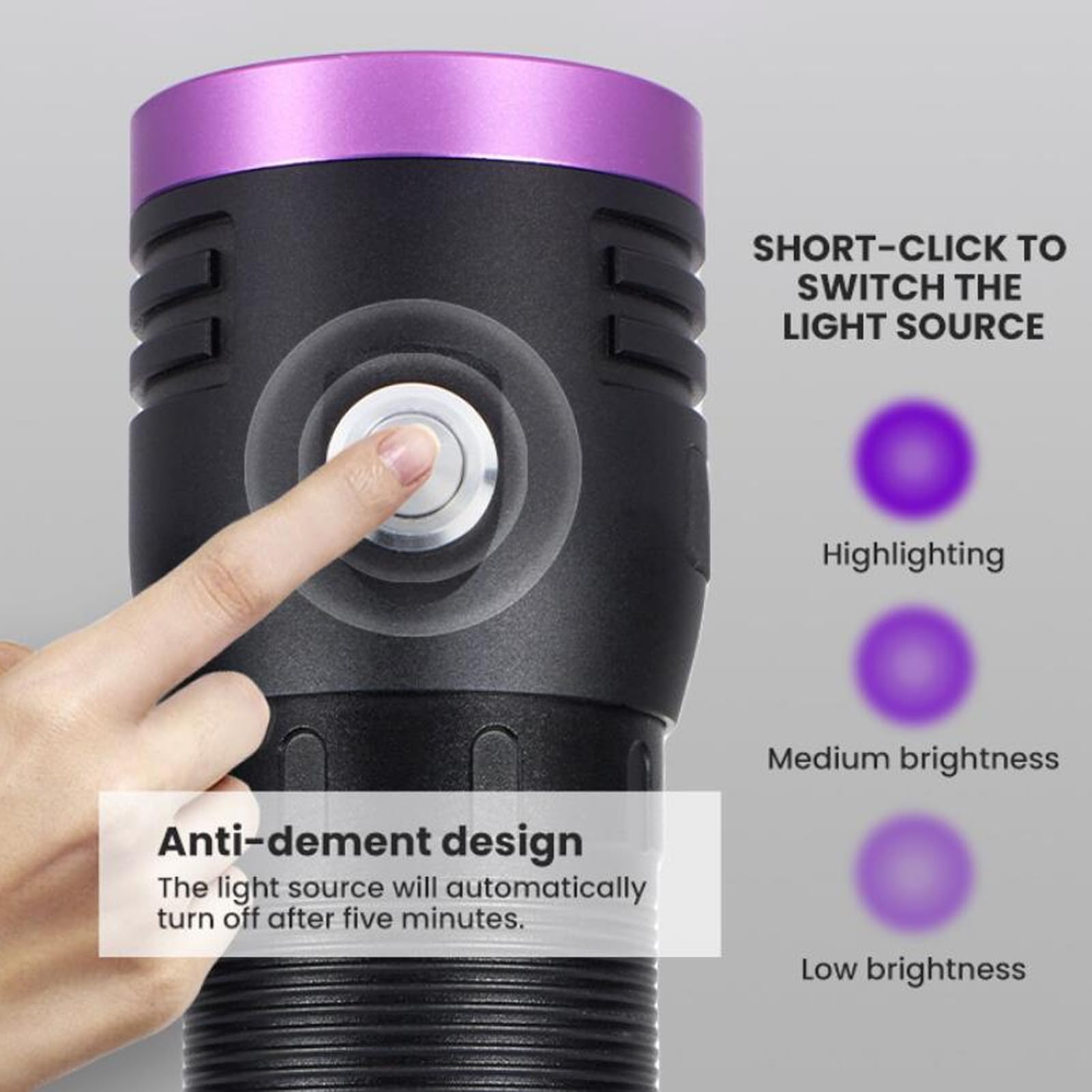Linterna UV LED de Luz Negra de 365 Nm para Detección de Orina de Mascotas e Inspección de Minerales, Compacta de 15,4 Oz