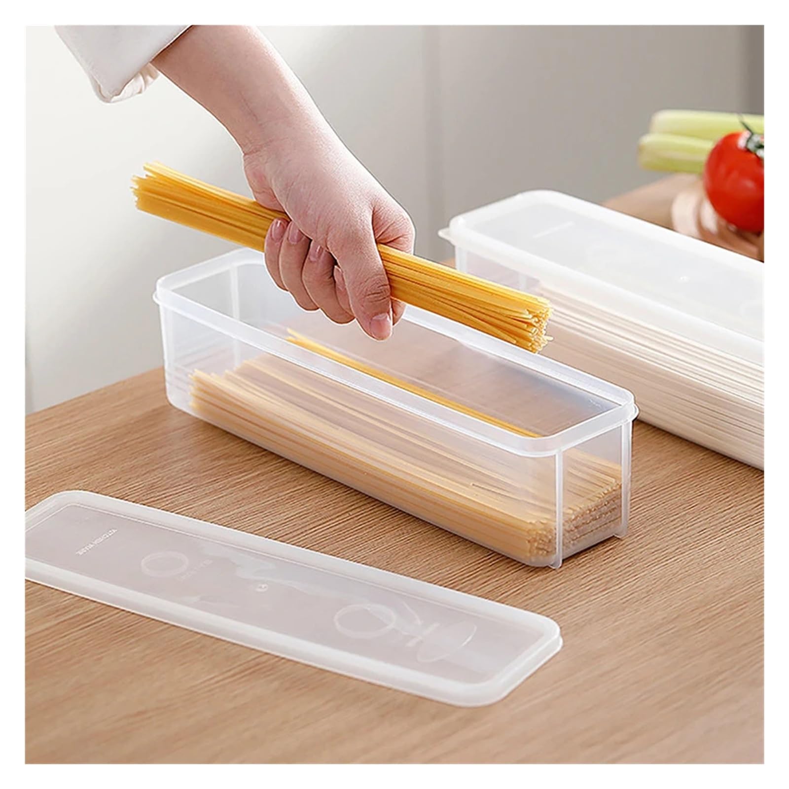 Scatola portaoggetti for noodle da 3 pezzi, compatibile for la conservazione di cereali domestici for spaghetti cucina con frigorifero coperchio(Light green)