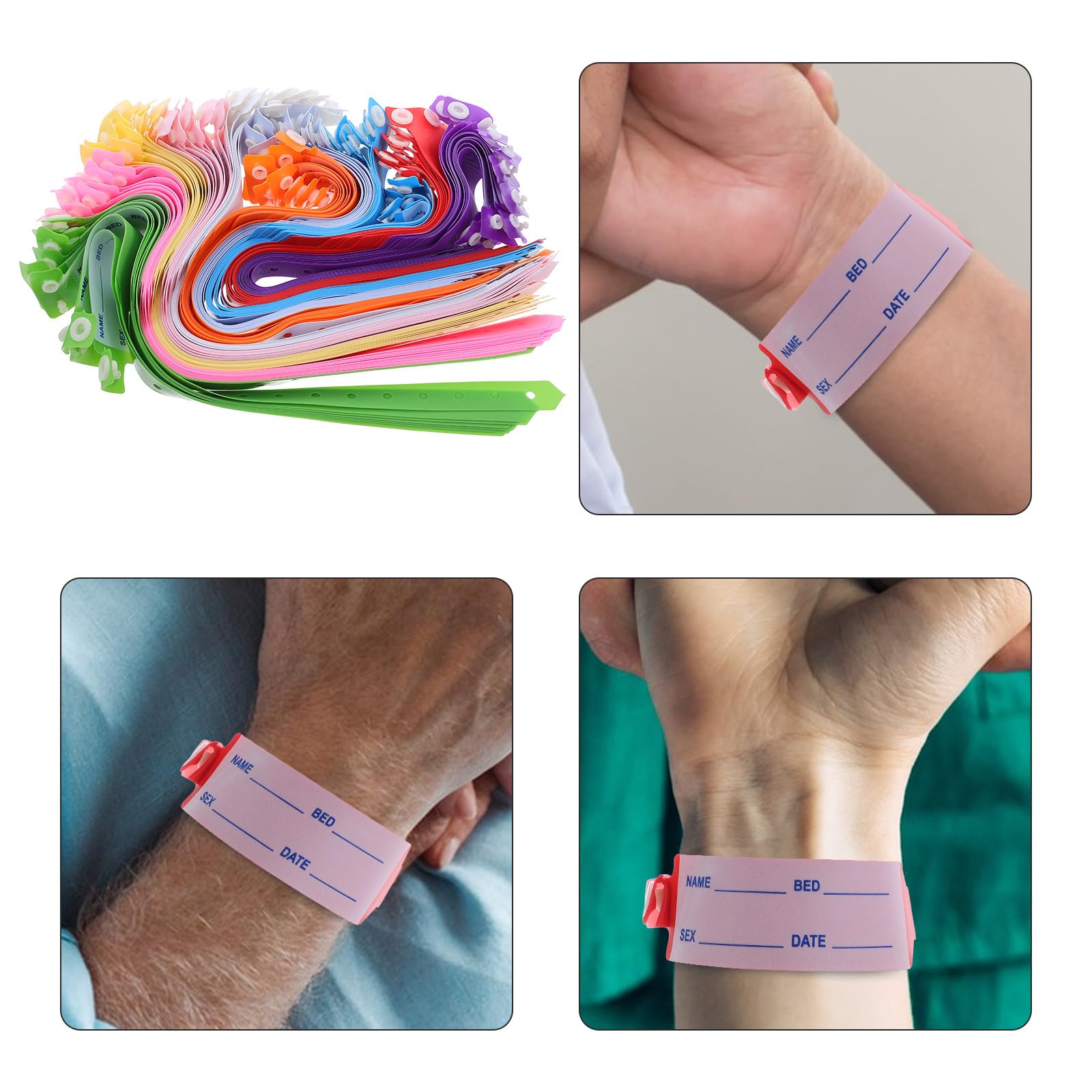 UKCOCO Bracelets D'identification D'hôpital Design Prêt pour Urgence Lot de 100 en Pvc Imperméables pour Patients Âgés et Garçon et Filles pour Admission et Soins