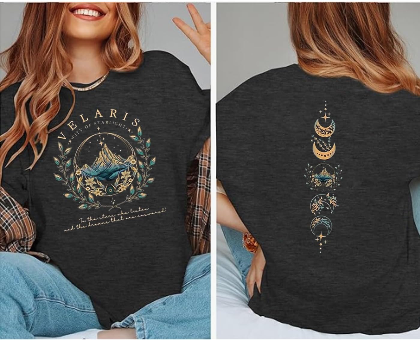 Acotar Velaris Night Court Shirt Women City of Starlight Vintage Book Gift Tees Stars Graphic Short Sleeve Tshirt Tops - Image 2