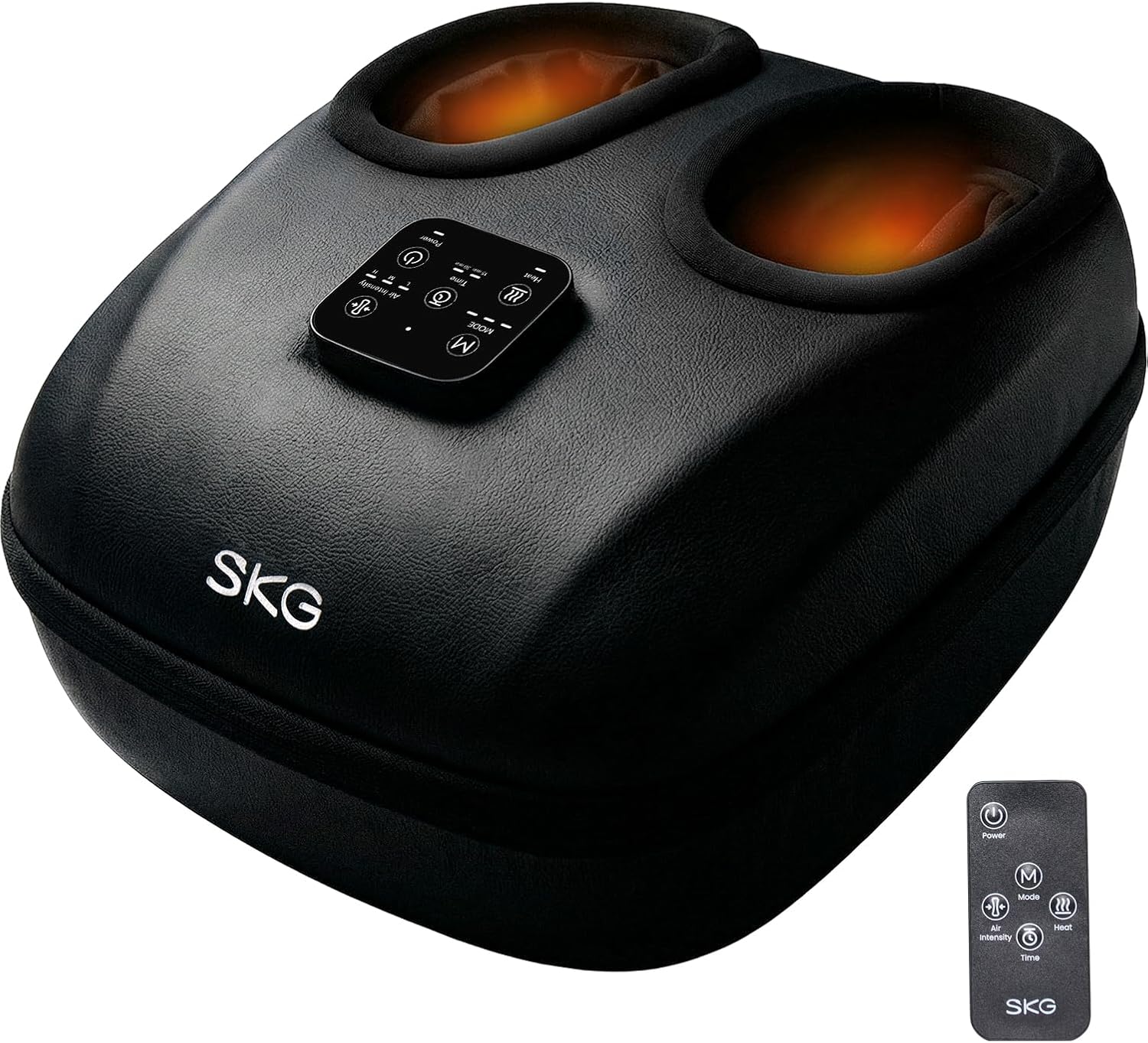 SKG YS100 Shiatsu Foot Massager with Heat and Remote FSA Eligible, 2026 Upgrade Heated Foot Massager for Plantar Fasciitis Neuropathy, 3 Levels Compression Kneading Massage, Up to Size 13, Black
