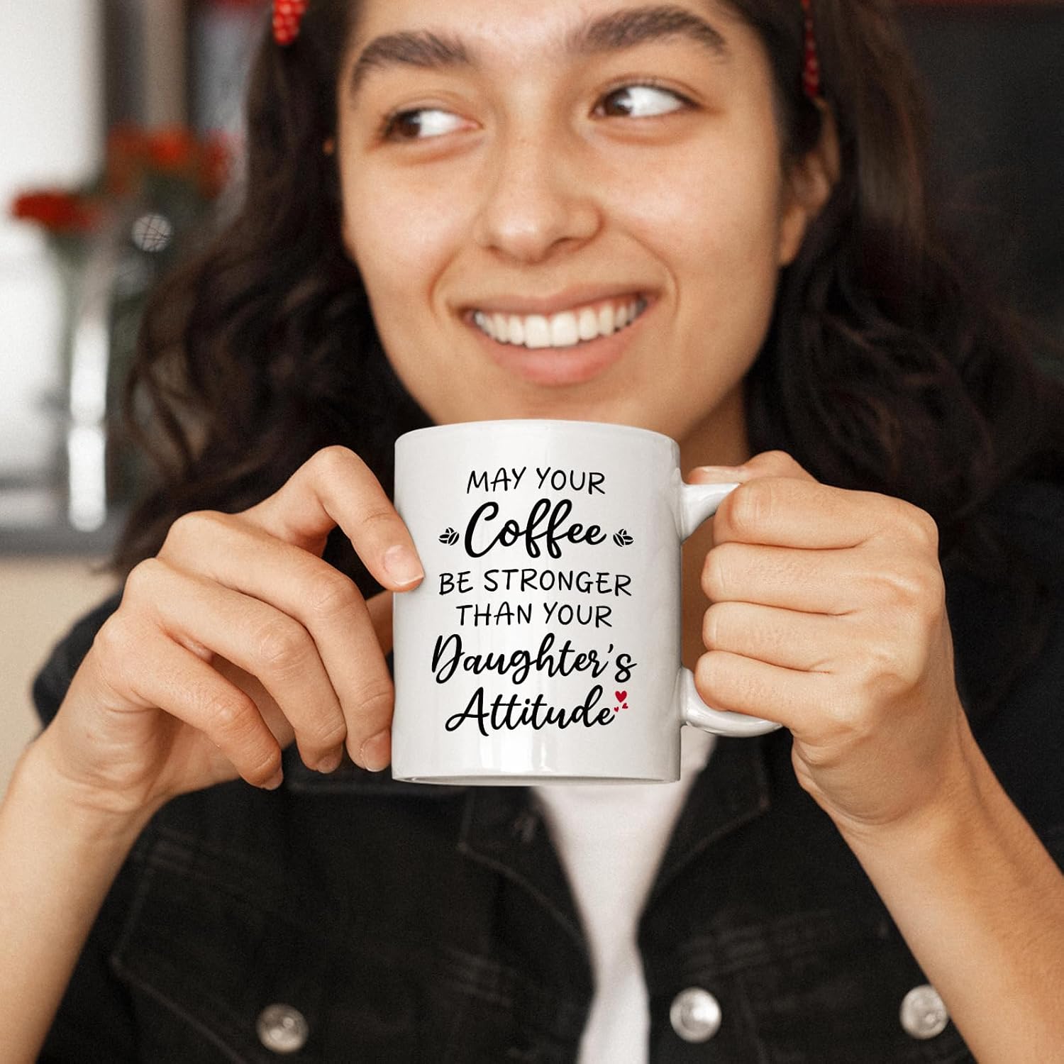 Parent Mug - May Your Coffee Be Stronger Than Your Daughters Attitude - Funny Mom Dad Mother Father Gift Idea For Mens and Womens White 11oz Ceramic Coffee Mug - Image 6