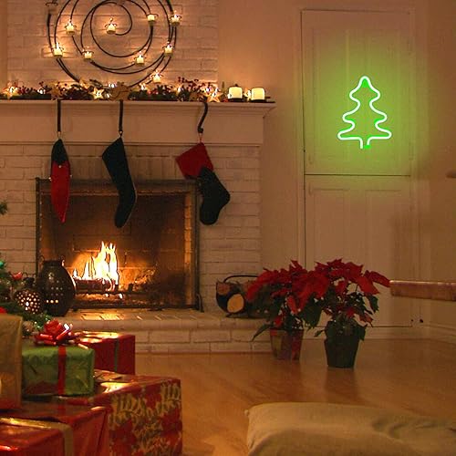 Miniatura 6 de Letrero de neón de Navidad, árbol de Navidad, luces LED de neón para decoración de interiores, USB o pilas, luces de neón para fiesta de Navidad,
