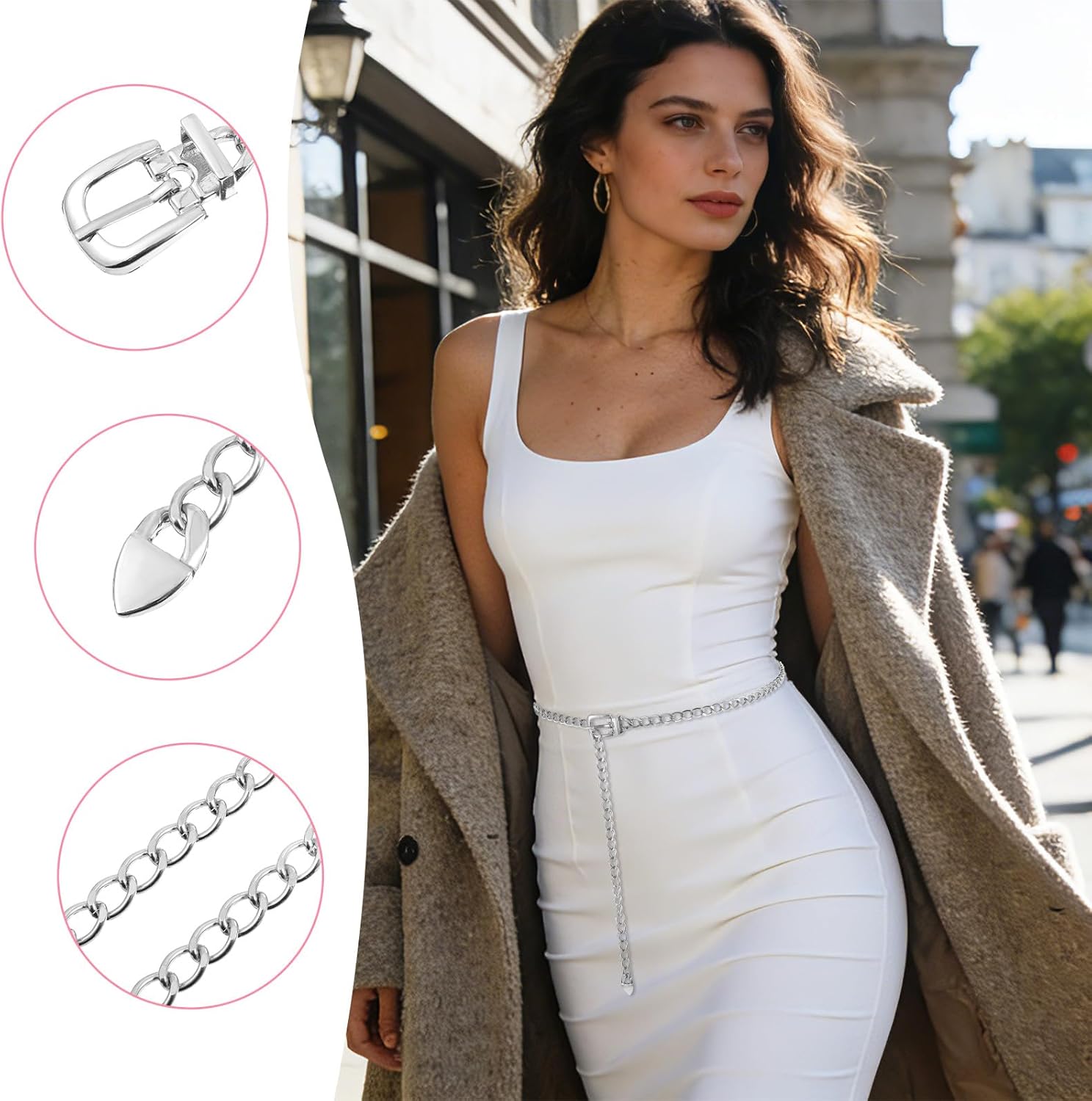 Women's Waist Chain Silver Metal Belly Chain Belt Adjustable Plus Size Chains Body Cute Decorative Accessories - Image 5