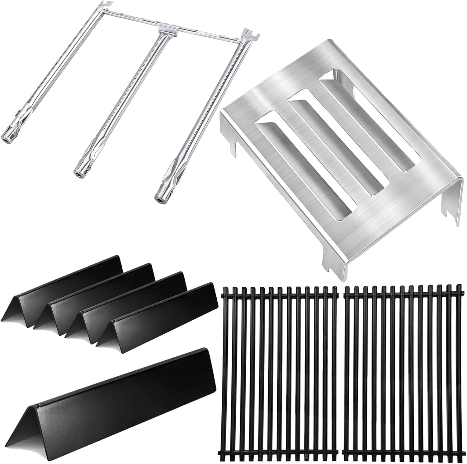 GasSaf Heat Deflector 67060, Flavorizer Bars 7636, Grill Burners 69787 and Grill Grates 7525 Replacement for Spirit 300 Series, E310 E320 E330 S310 S320 S330 Gas Grills with Front Control Knob
