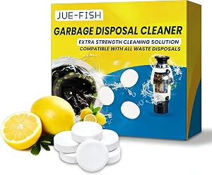 Garbage Disposal Cleaner and Deodorizer Tablets 24 Pack, Deep Sink Garbage Disposal Cleaner, Sink Odor Eliminator, Fits All Kitchen Drains, Lemon Scent