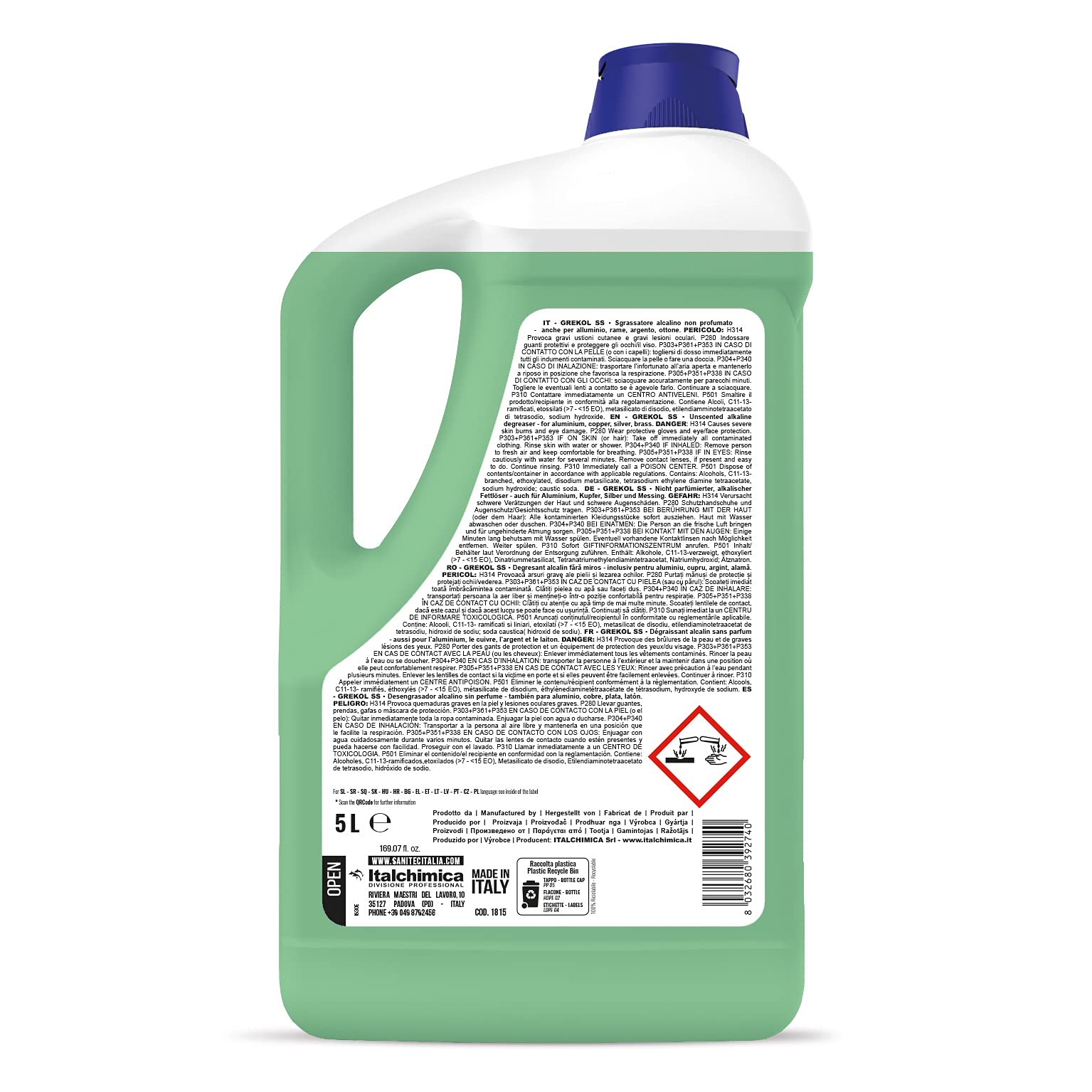 Grekol SS - Sgrassatore Igienizzante Universale - per Piani di Lavoro, Cucine, Mense, Industrie Alimentari e Lavorazione Carni