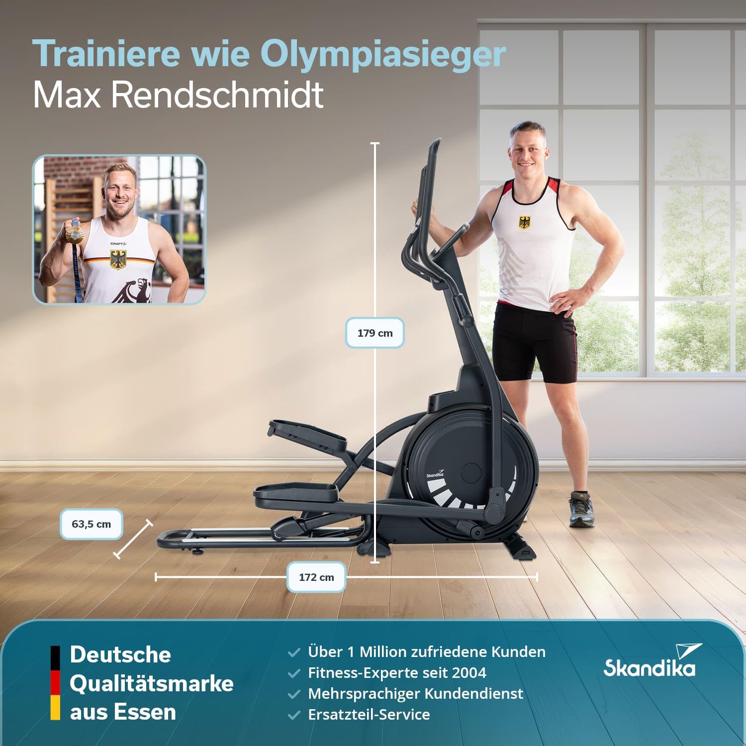 Skandika Crosstrainer für Zuhause Carbon P23 | klappbar, Ellipsentrainer mit 23 Programmen, 16 Stufen, platzsparend, leise, Kinomap App kompatibel, moderner Computer, kompakt, Cardio, Bis 135Kg