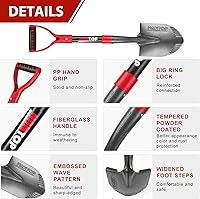 Vista 4 de Pala Pequeña de Jardín para Excavar Pala Redonda de Mango Corto Pala de Supervivencia para Automóvil, 28 pulgadas