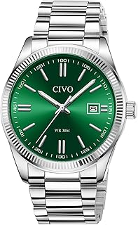 Relojes analógicos para hombre, plateados: relojes de pulsera con fecha fácil de leer, reloj de vestir de acero inoxidable para hombres, regalos para esposo padre en aniversario de cumpleaños