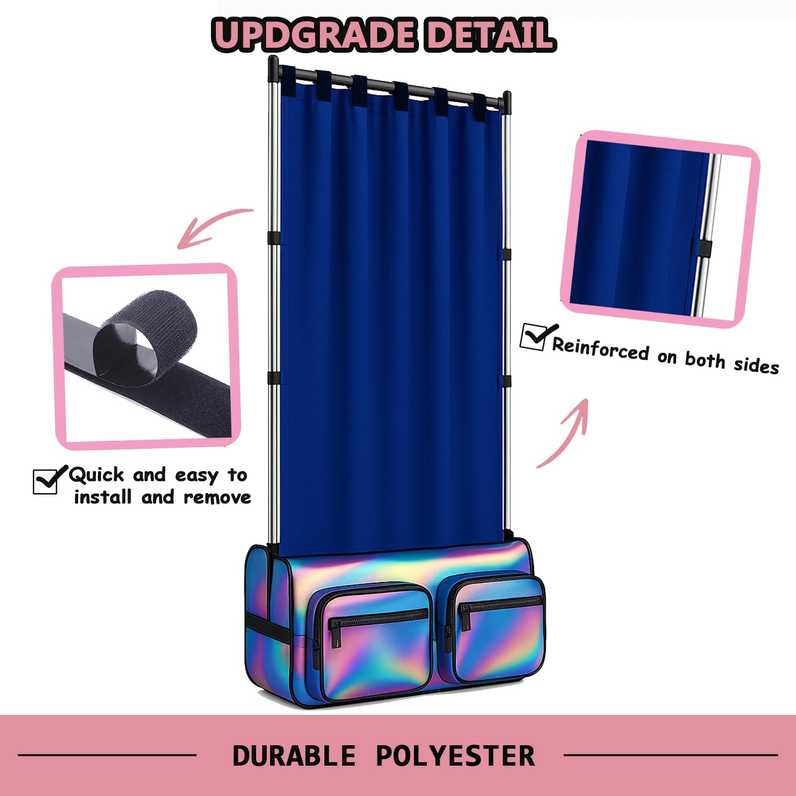 Privacy Curtain for Dance Bag, Portable Dancer Changing Curtain with Storage Bag, Backstage Changing Room for Dance Competitions, Training, Camping Fits Standard Racks - Blue
