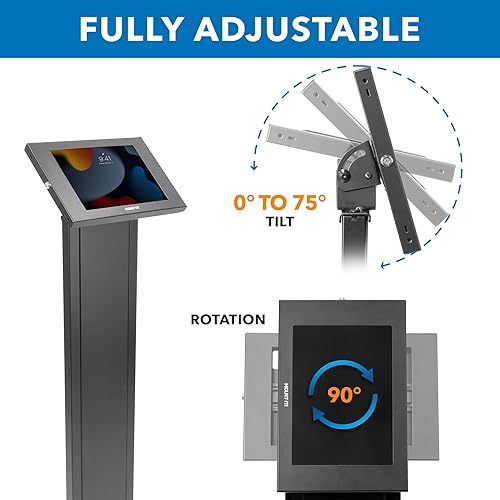 Miniatura 8 de Mount-It! Soporte de tablet antirrobo para piso y quiosco, quiosco de piso comercial con recinto universal, soporte de montaje de tablet con