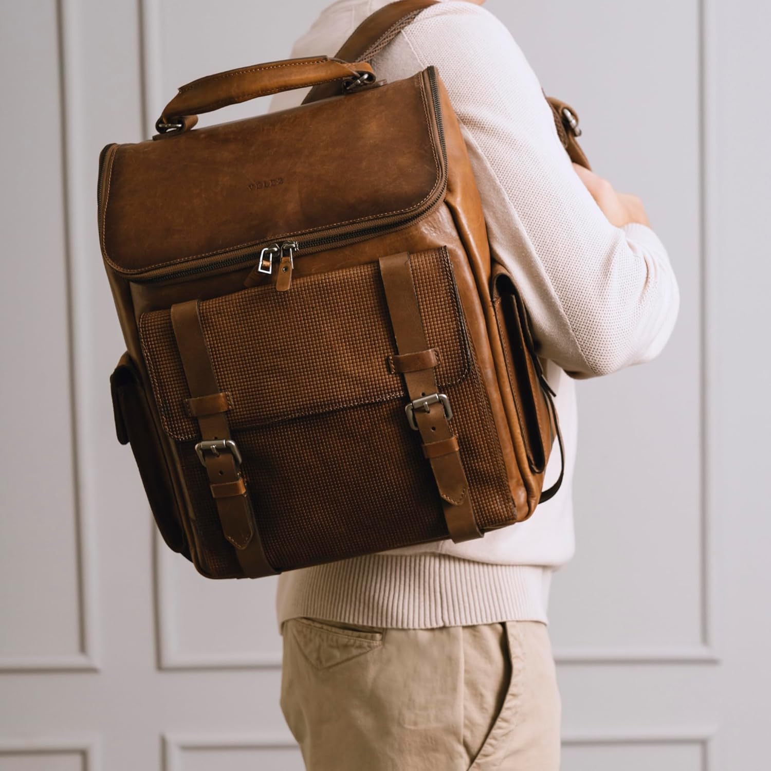 VELEZ Leather Backpack for Men - 15.6 Inch Laptop Bag - Designer Bookbag - Handmade Business Casual Computer Shoulder Bags