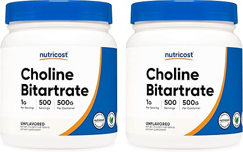 Vista 12 de Nutricost Polvo de bitartrato de colina pura 17.64 oz