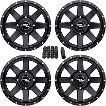 RockTrix RT106 15in ATV Wheels Rims 15x7 Black 4x137, 4+3 Offset, includes 10x1.25 Spline Lug nuts, Compatible with Can-Am Commander Defender Maverick, 4/137, Set of 4