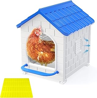 Nesting Boxes for Chickens - Waterproof Plastic Chicken Nesting Box for Laying Eggs with Washable Pads, Easy to Assemble for Wall or Ground Mount, Indoor/Outdoor Poultry Coop Accessories (Blue)
