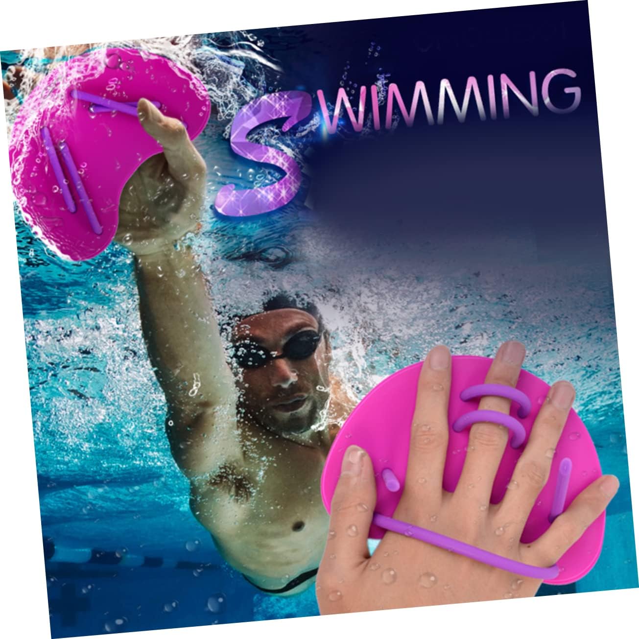 VANZACK Swim Glove Hand Webbed Paddles Training for Swimmers Waterproof and Comfortable Fit for Palm Sizes