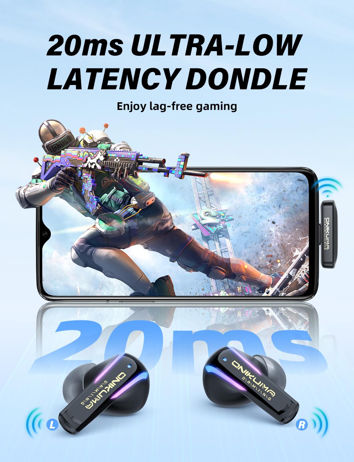 Auricolari wireless da gioco 2.4G con microfono ENC, bassa latenza da 20 ms per PS5/4, Meta Quest 3/3S/2, cuffie Bluetooth dual-mode da 2,4 GHz per telefono, pad, laptop, Steam Deck, PC, VR (con